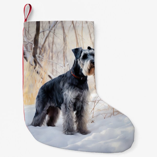 Meia De Natal Pequena Schnauzer Deixe Nevar Natal (Frente)
