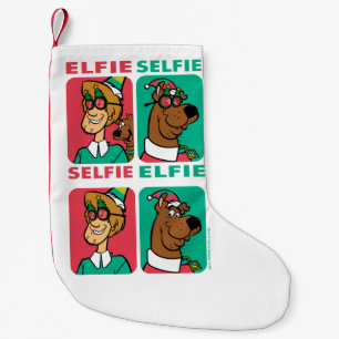 Meia De Natal Pequena Scooby-Doo & Shaggy "Elfie Selfie"
