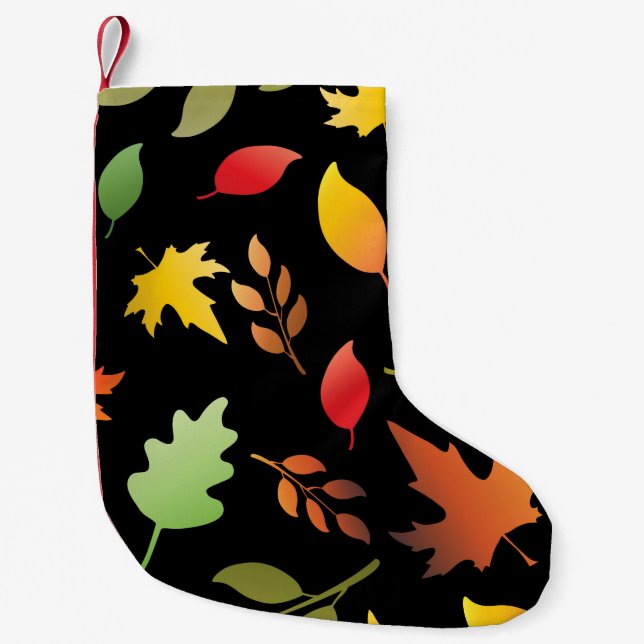 Meia De Natal Pequena Seamless pattern with fallen autumn leaves and col (Frente)