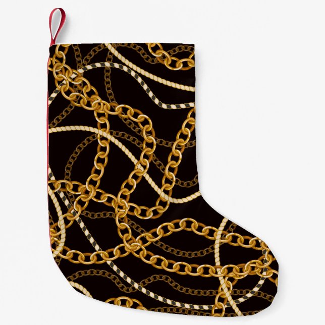 Meia De Natal Pequena Seamless pattern with golden chains.  (Frente)