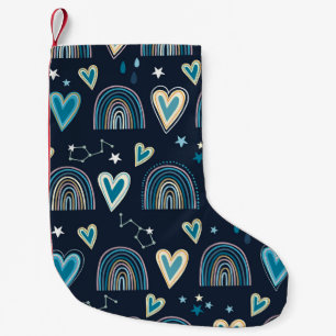 Meia De Natal Pequena Seamless pattern with hearts, rainbows and celesti