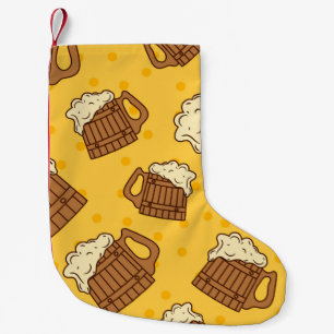 Meia De Natal Pequena Seamless Pattern with Wooden Foam Beer Mugsbeer, p