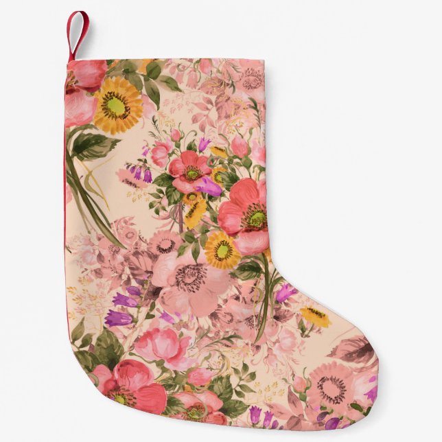 Meia De Natal Pequena Seamless rococo pattern bouquets. Beautiful bouque (Frente)