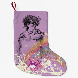 Meia De Natal Pequena Senhora Vitoriana PurpleColorSplashStocking de Nat