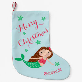 Meia De Natal Pequena Sereia Natal Personalizado Aqua