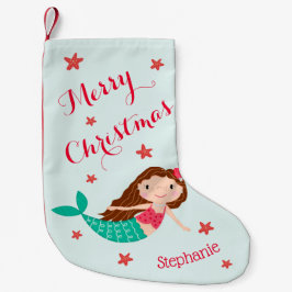 Meia De Natal Pequena Sereia Natal Red Aqua Personalizado