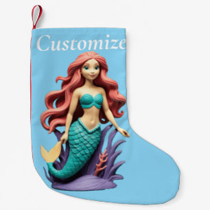 Meia De Natal Pequena Sereia Ruiva Fofa Thunder_Cove