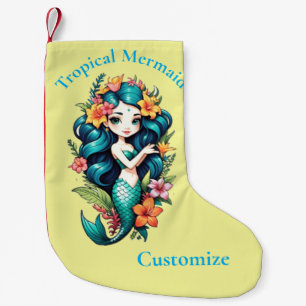 Meia De Natal Pequena Sereia Tropical Flor Thunder_Cove