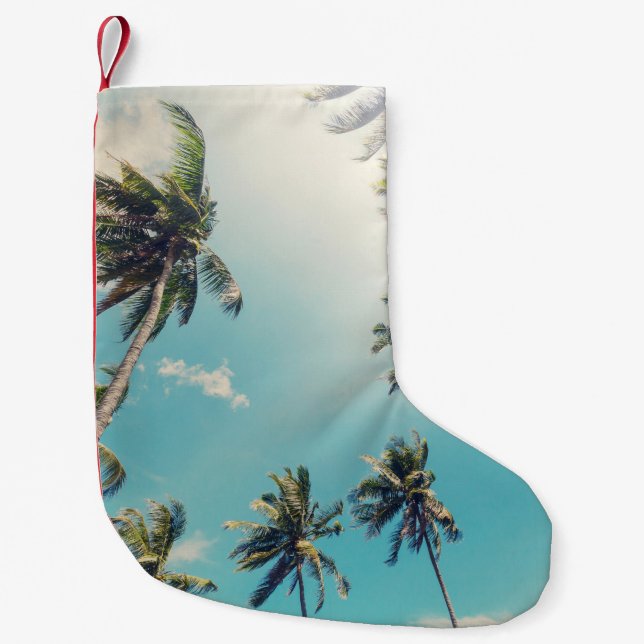 Meia De Natal Pequena Serenity Tropical Beach Landscape (Frente)