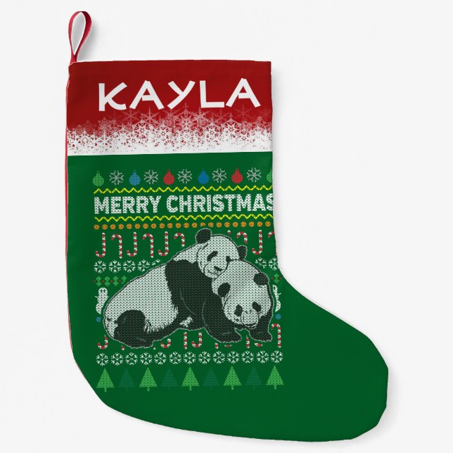 Meia De Natal Pequena Série Panda Ugly Christmas Sweater (Frente)