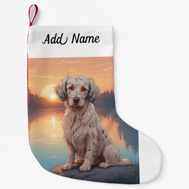 Meia De Natal Pequena Setter Inglês (Frente)
