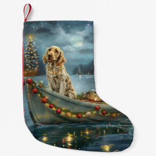 Meia De Natal Pequena Setter Inglês Viagem Festiva de Natal 
