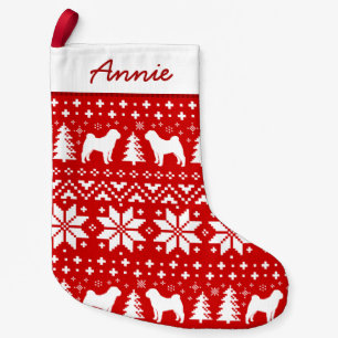 Meia De Natal Pequena Shar-Pei Chinês Silhouettes Pattern Dog Lover's