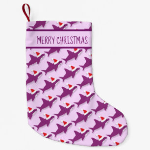 Meia De Natal Pequena Sharkmas Roxo do Shark Santa Hat