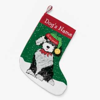 Meia De Natal Pequena Sheepadoodle Elf personalizado