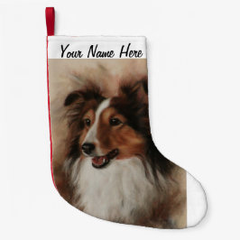 Meia De Natal Pequena Shetland Sheepdog Sheltie sorrindo