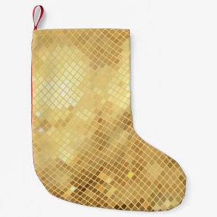 Meia De Natal Pequena Shimmering Douradas Ondas: Textura Mosaica