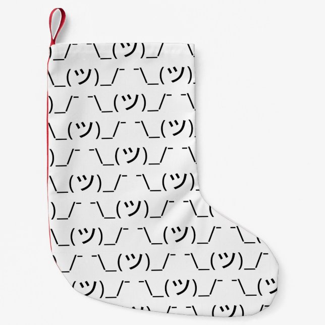 Meia De Natal Pequena Shrug Emoticon ¯\_(ツ)_/  Japonês Kaomoji (Frente)