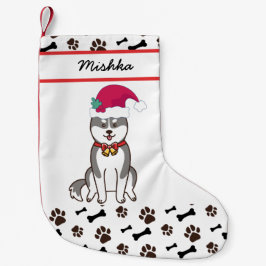 Meia De Natal Pequena Siberian Husky Natal Com Nome De Cão Personalizado