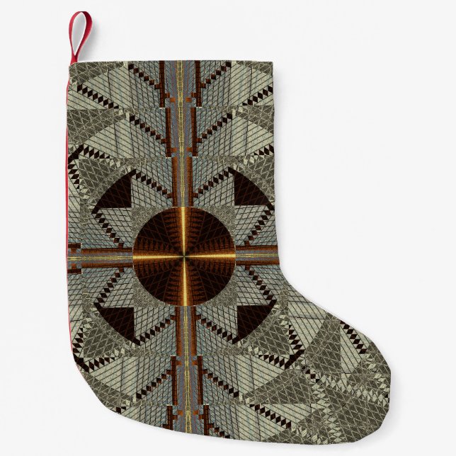 Meia De Natal Pequena Silver Filigree com Cruz Dourada (Frente)