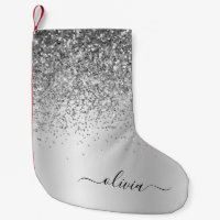 Silver Glitter Monograma Nome Luxury Girly