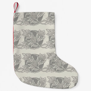 Meia De Natal Pequena Simples Art Nouveau Design Floral e Tan