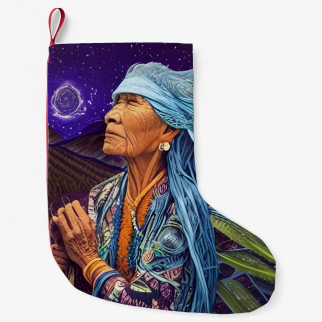 Meia De Natal Pequena Sky Road Walker Native American Fantasy Art (Frente)