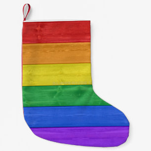 Meia De Natal Pequena SlipperyJoe's clássico arco-íris tátil feito à mão