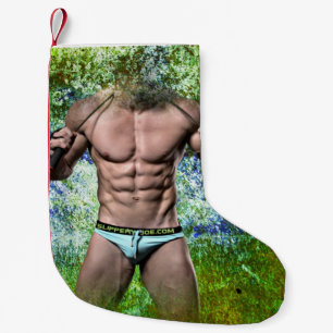 Meia De Natal Pequena SlipperyJoe's homem adulto altamente musculoso sem