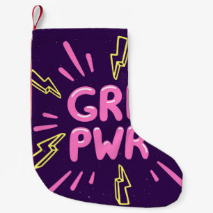 Meia De Natal Pequena Slogan de movimento de energia das garotas é um p