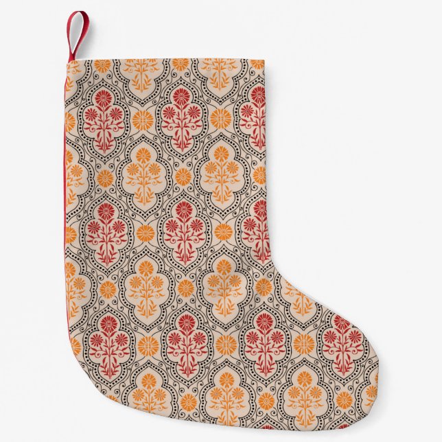 Meia De Natal Pequena SMALL MUGHAL FLOWER PATTERN DESIGN BACKGROUND ARTp (Frente)