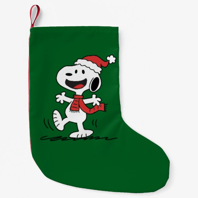 Meia De Natal Pequena Snoopy Christmas fun  (Frente)
