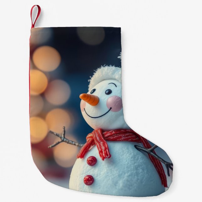 Meia De Natal Pequena snowman (Frente)