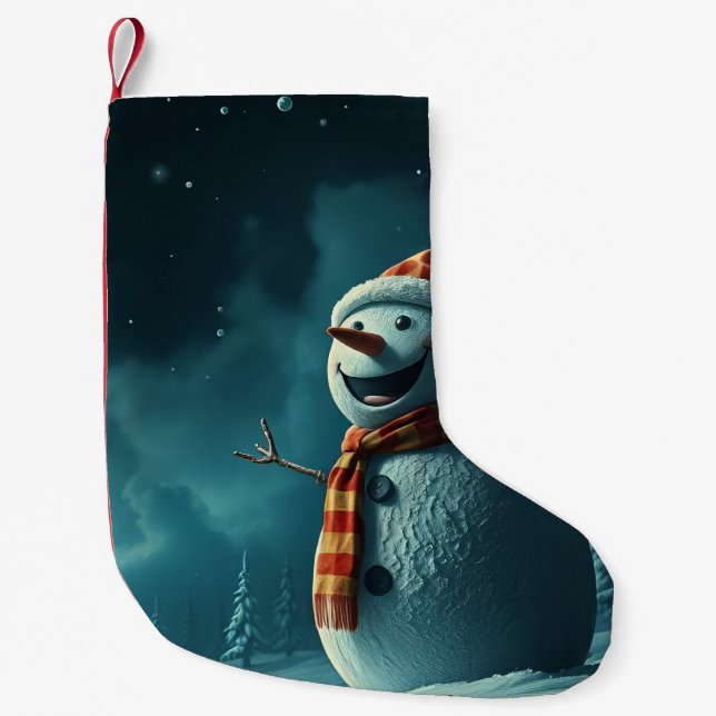 Meia De Natal Pequena snowman (Frente)