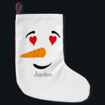 Meia De Natal Pequena Snowman Apaixonado<br><div class="desc">Este design Frosty ensina-nos que o amor não conhece fronteiras,  nem mesmo aquelas feitas de neve,  e que o calor do coração pode derreter até o mais bonito dos dias. Compartilhe esta design com alguém especial</div>