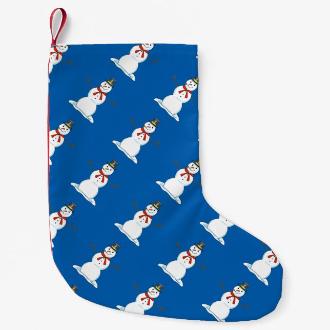 Meia De Natal Pequena Snowman Christmas Stocks (Frente)