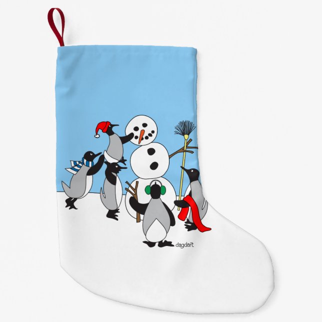 Meia De Natal Pequena Snowman Christmas Stocks (Frente)