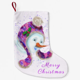 Meia De Natal Pequena Snowman com Hat Christmas Stocks