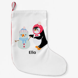 Meia De Natal Pequena Snowman e Pinguim congelados