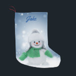 Meia De Natal Pequena Snowman Personalizado<br><div class="desc">Snowman Personalizado</div>
