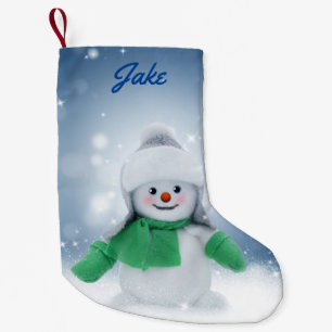 Meia De Natal Pequena Snowman Personalizado