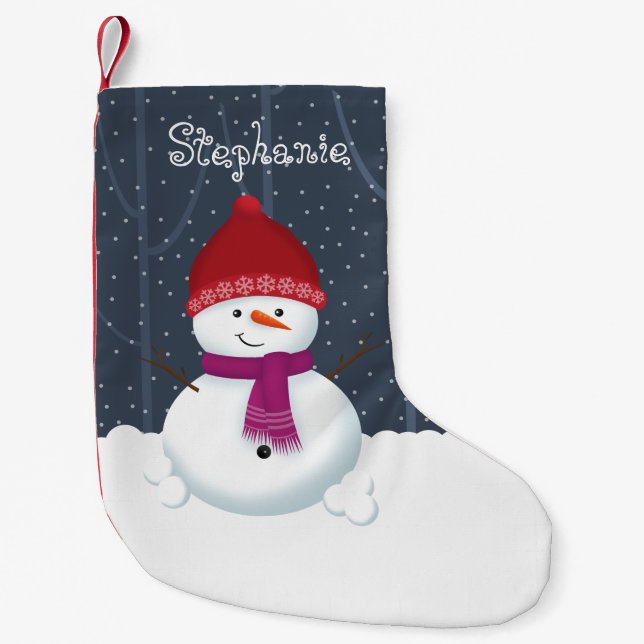 Meia De Natal Pequena Snowman Winter Wonderland (Frente)