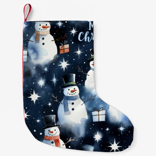 Meia De Natal Pequena Snowmen, Author Natasha Us   (Frente)