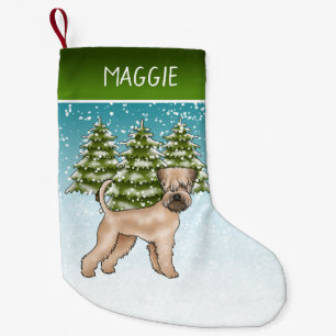Meia De Natal Pequena Soft-Coated Wheaten Terrier Floresta de Inverno Ne