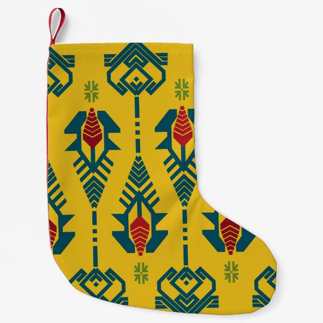 Meia De Natal Pequena Songket Lombok, étnico Sasak, motif tradicional. (Frente)