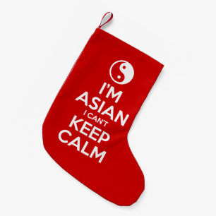 Meia De Natal Pequena Sou asiático, não posso ficar calmo
