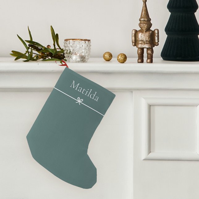 Meia De Natal Pequena Spruce Green | Simples Arco Minimalista Personaliz (Criador carregado)