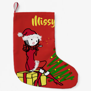 Meia De Natal Pequena Sra. insolente Claus Natal Meia
