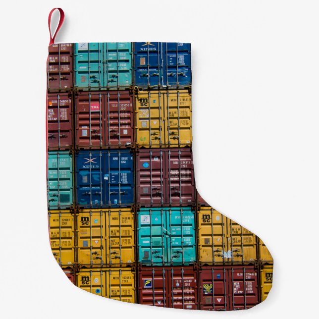 Meia De Natal Pequena Stack of cargo trailer (Frente)