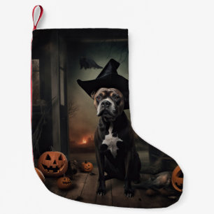 Meia De Natal Pequena Staffordshire Terrier Pumpkins Halloween Scary